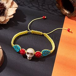 5 set di braccialetti con perline intrecciate sintetiche tinte di turchese e magnesite regolabili in 5 colori&nbsp;BJEW-JB10603