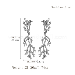 Pendientes colgantes vintage de coral de acero inoxidable&nbsp;BC7176-2