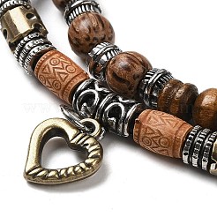 Bracelets multibrins double couche tressés en bois&nbsp;BJEW-P301-02
