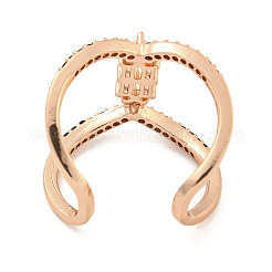 Offene Manschettenringe aus Messing mit Mikropflaster und Zirkonia für Damen&nbsp;RJEW-F162-07RG