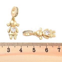 Europäische Anhänger mit klarem Zirkonia in Pavé-Fassung aus Messing&nbsp;KK-U009-08B-G