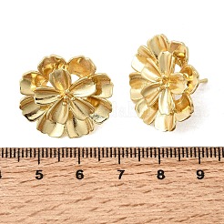Orecchini a bottone in ottone con fiori&nbsp;EJEW-D352-01G-02