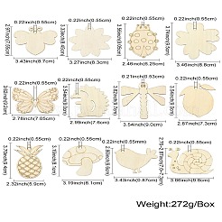 60 stücke 12 arten blank holz große anhänger&nbsp;WOOD-CJ0002-26
