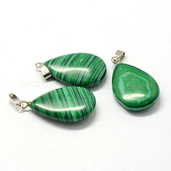 Pendenti in malachite sintetica tinta a goccia&nbsp;G-Q368-01