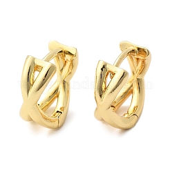 Pendientes de aro entrecruzados de latón chapado en rack para mujer&nbsp;X-EJEW-B014-15G