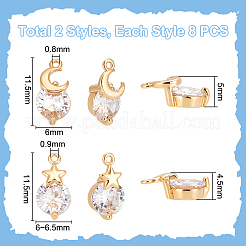 16 pz 2 stili ottone micro pavé zirconia cubica charms&nbsp;KK-UN0005-33