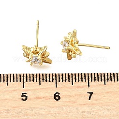 Stern-Ohrstecker aus Messing mit Mikropavé und Zirkonia&nbsp;EJEW-G433-01G-02