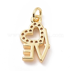 Pendentifs avec zircon cubiques à micro-pavés en laiton&nbsp;KK-C012-05G