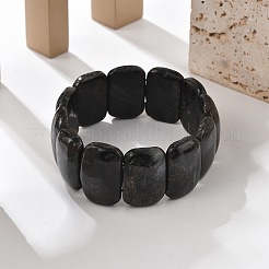 Natürliche schwarze Mondsteinperlen rechteckiges Stretcharmband&nbsp;BJEW-Q012-01A