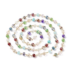 Chaînes de perles de verre électroplaqué à la main&nbsp;AJEW-JB01099