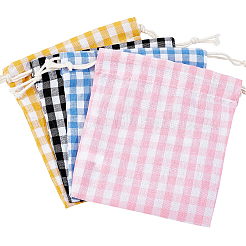 4 x Aufbewahrungsbeutel aus Leinen im Tartan-Muster in zwei Farben.&nbsp;ABAG-CY0001-08
