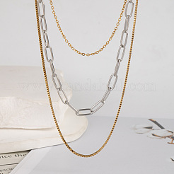 Collane alla moda in acciaio inossidabile con catena a maglie a 3 strato per le donne&nbsp;SS0255