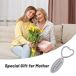 6 stücke 2 arten muttertag oval mit wort erinnern ich liebe dich mama edelstahl schlüsselbund&nbsp;AJEW-GO0001-57
