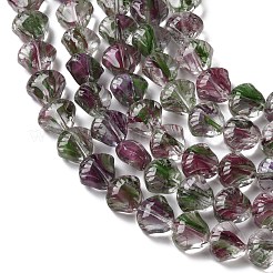 Brins de perles de lampwork faites à la main avec des fleurs intérieures&nbsp;LA-CBA3F7A-02H