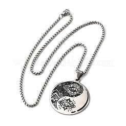 Colliers avec pendentif œil de lotus Yin-Yang en acier inoxydable 201 pour femmes&nbsp;NJEW-M105-07B-P