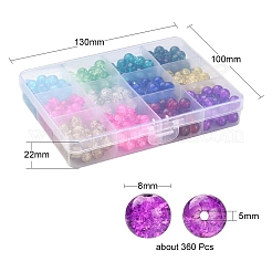 360 pz 12 colori di perline di vetro craquelé verniciate a spruzzo fili&nbsp;CCG-YW0001-12