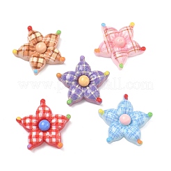 Cabochon in resina opaca con motivo tartan&nbsp;CRES-A061-01A