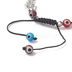 Buntes Bunte Malerei-Armband mit bösem Blick und geflochtenen Glas- und Legierungsperlen für Frauen&nbsp;BJEW-JB09267-01