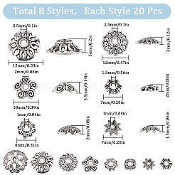 160 Stück 8 Stil Perlenkappen aus Legierung im tibetischen Stil mit Blumenmuster&nbsp;FIND-SC0008-74