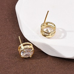Boucles d'oreilles en laiton zircon cubique micro pavé clair&nbsp;EJEW-C174-02H-G