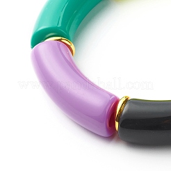 Bracciale elasticizzato con perline acriliche a tubo curvo grosso per donna ragazza&nbsp;BJEW-JB06684-04