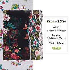 Blumenmuster bestickter Blumen-Polyester-Tüll-Spitzenstoff&nbsp;DIY-WH0409-68