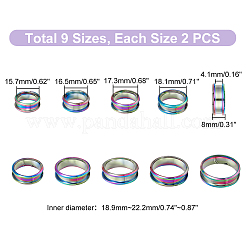 18 pieza de 9 tamaños de anillos de dedo ranurados de acero inoxidable 201&nbsp;STAS-UN0049-98MC