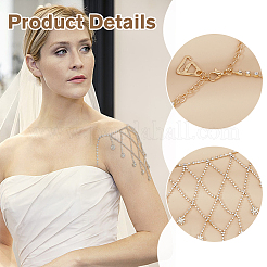 Catene per il corpo con reggiseno a spalla con nappa a fiori multistrato in lega di cristallo e strass&nbsp;AJEW-WH0752-575G