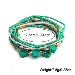 10 Stück St. Patrick's Day Stretch-Armband aus Harz und Glasperlen&nbsp;CW0508