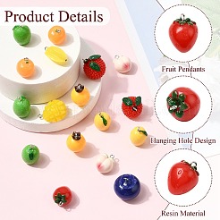 60 pendentif en résine opaque sur le thème des fruits&nbsp;AJEW-CJ0005-31
