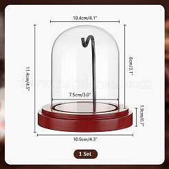 Pantalla de vidrio transparente con soporte de exhibición de reloj con base de madera&nbsp;ODIS-WH0038-138