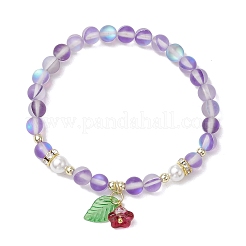 5 pz 5 colori perline sintetiche rotonde di pietra di luna braccialetti elastici&nbsp;BJEW-JB11567