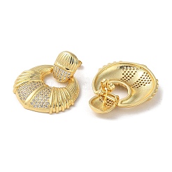Orecchini pendenti con micro pavè di zirconi cubici in ottone placcato a cremagliera&nbsp;EJEW-M230-09G