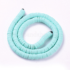 Flache runde handgemachte Fimo Perlen&nbsp;CLAY-R067-6.0mm-20