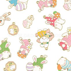 24 stücke 12 arten ostern kaninchen gnome legierung emaille anhänger&nbsp;ENAM-FS0003-99
