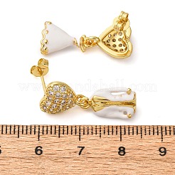 Messing Micro Pave klare Zirkonia baumeln Ohrstecker&nbsp;EJEW-D322-03G-02
