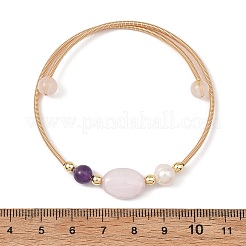 Bracelets en perles rondes et ovales de kunzite naturelle&nbsp;BJEW-JB14080-02