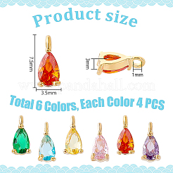 24 breloque en laiton doré 6 couleurs avec micro pavé de zircones cubiques&nbsp;KK-GA0001-68