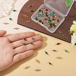 60 pz. 6 colori ottone pavé k9 connettore in vetro charms&nbsp;KK-TA0003-15