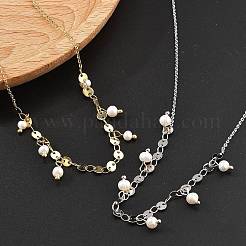 Collane in ottone rolo e catene piatte con paillettes per donna&nbsp;NJEW-D302-56