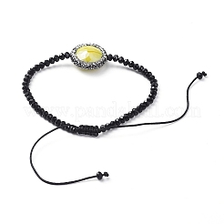 Facettierte Rondelle Glas geflochtene Perlen Armbänder&nbsp;BJEW-JB04808-M