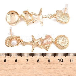 Orecchini a perno in lega smaltata con perline di plastica&nbsp;EJEW-Z172-05G-03