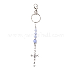 Porte-clés pendentif croix en pierre précieuse et alliage&nbsp;KEYC-JKC01449