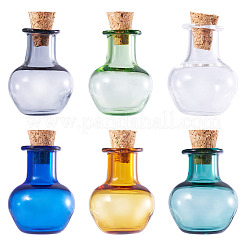 6 Stück 6 Farben runde Glaskorkenflaschen-Ornament&nbsp;AJEW-TA0001-75