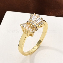 Bagues de manchette en laiton plaqué or avec micro pavé de zircones cubiques pour femmes&nbsp;RJEW-M027-02G-02
