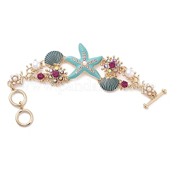 Armbänder mit Seestern- und Korallenmotiven aus Emaillelegierung für Damen&nbsp;BJEW-Z079-02G