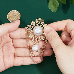 1 broche à franges en alliage de fleurs imitation perles&nbsp;JEWB-FH0002-30