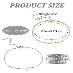 2 bracelet en acier inoxydable 201 pour femmes et hommes&nbsp;BJEW-LP0001-46