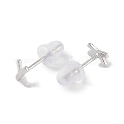 999 x Pendientes de botón de plata fina chapados en rodio antideslustre para mujer&nbsp;EJEW-S215-11P