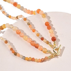 Halskette mit Anhängern aus natürlichem goldenem Seidenjade in Herz- und Blumenform&nbsp;NJEW-G202-01G